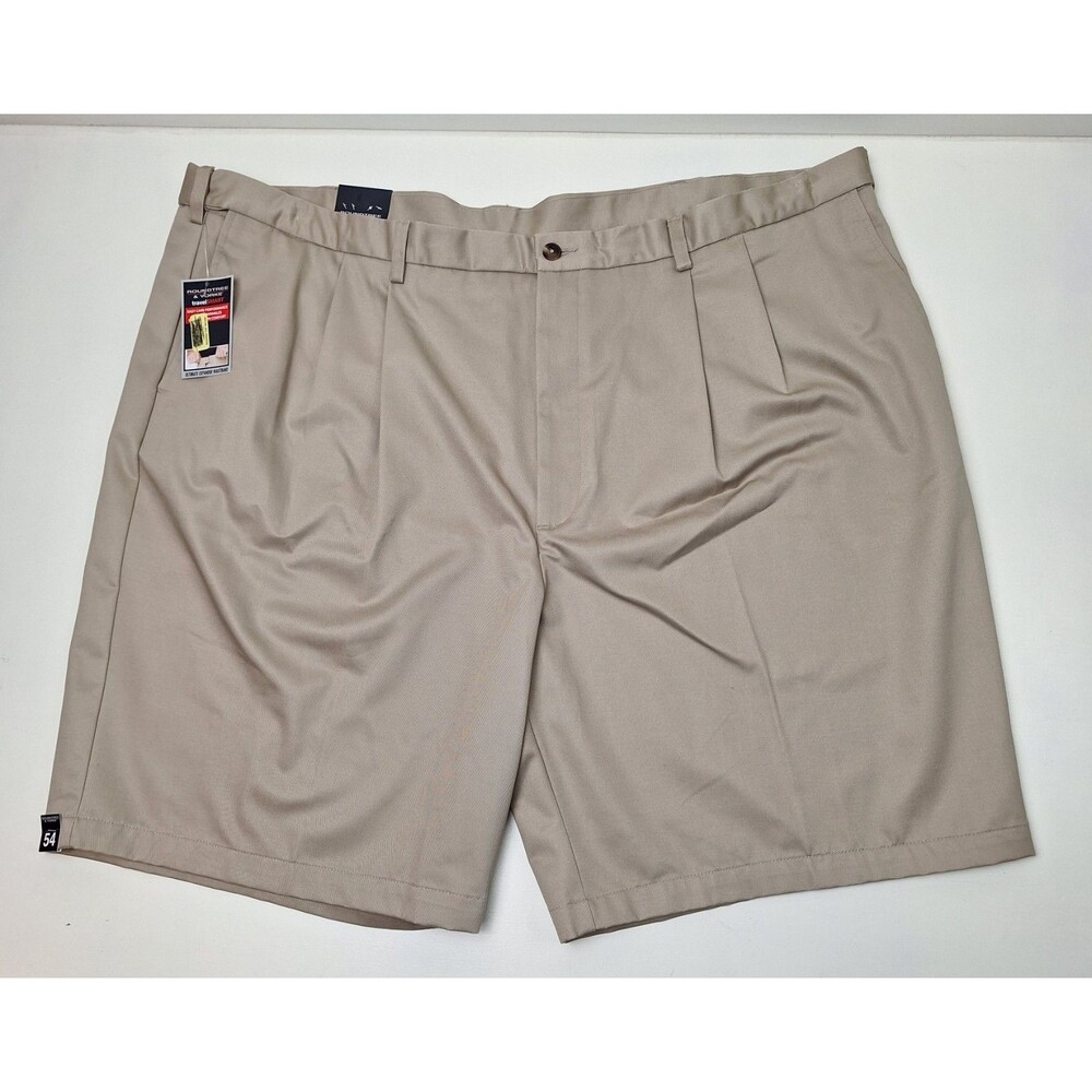 Roundtree & Yorke Travel Smart Big Man Pleated Khaki Shorts 54x10 NWT